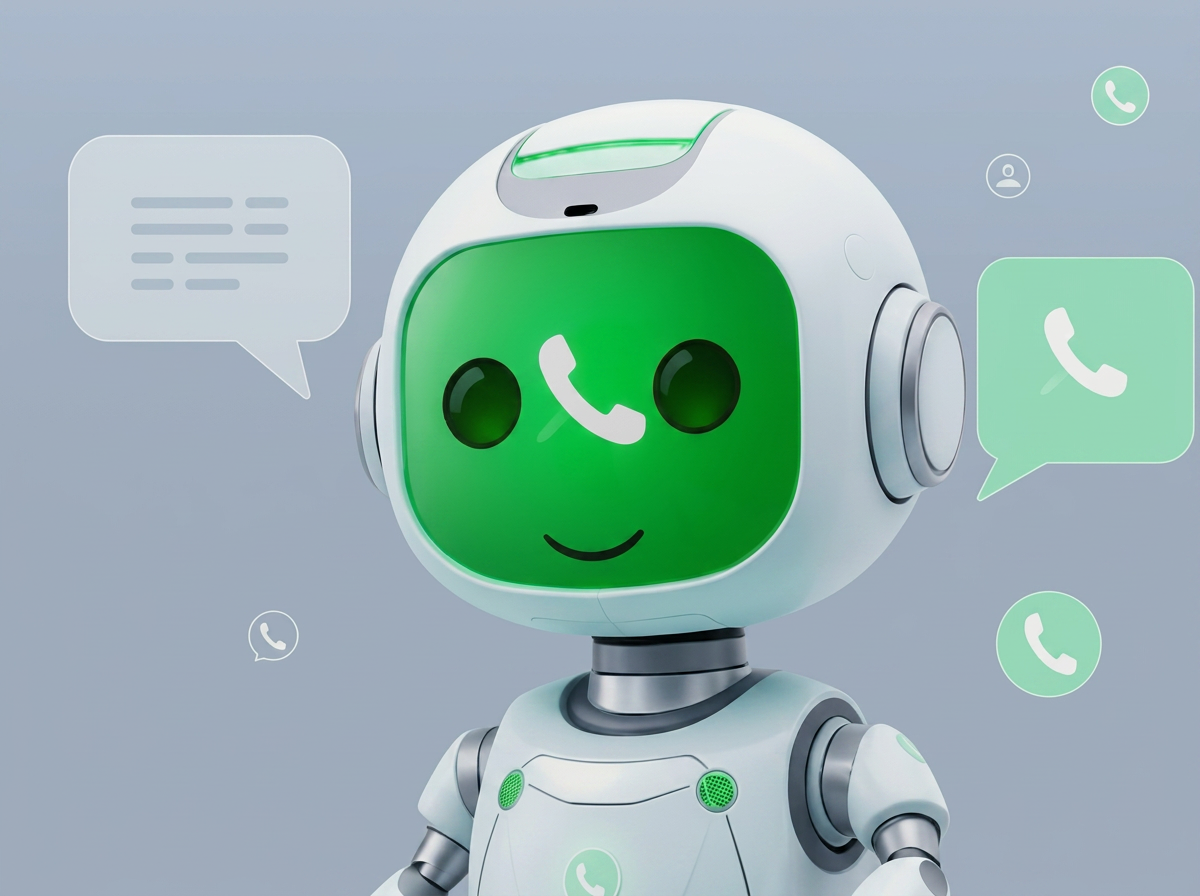 Robô agente de IA de IA do Chat Green atendendo clientes no WhatsApp